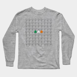 St Patricks Day Shamrock Pattern with Green White Orange Long Sleeve T-Shirt